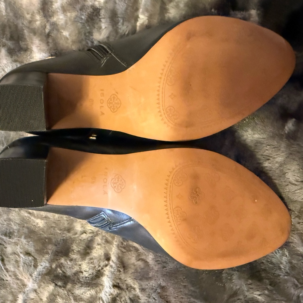 Isola Black Ankle Boots with Gold Studs - Picture 5 of 6